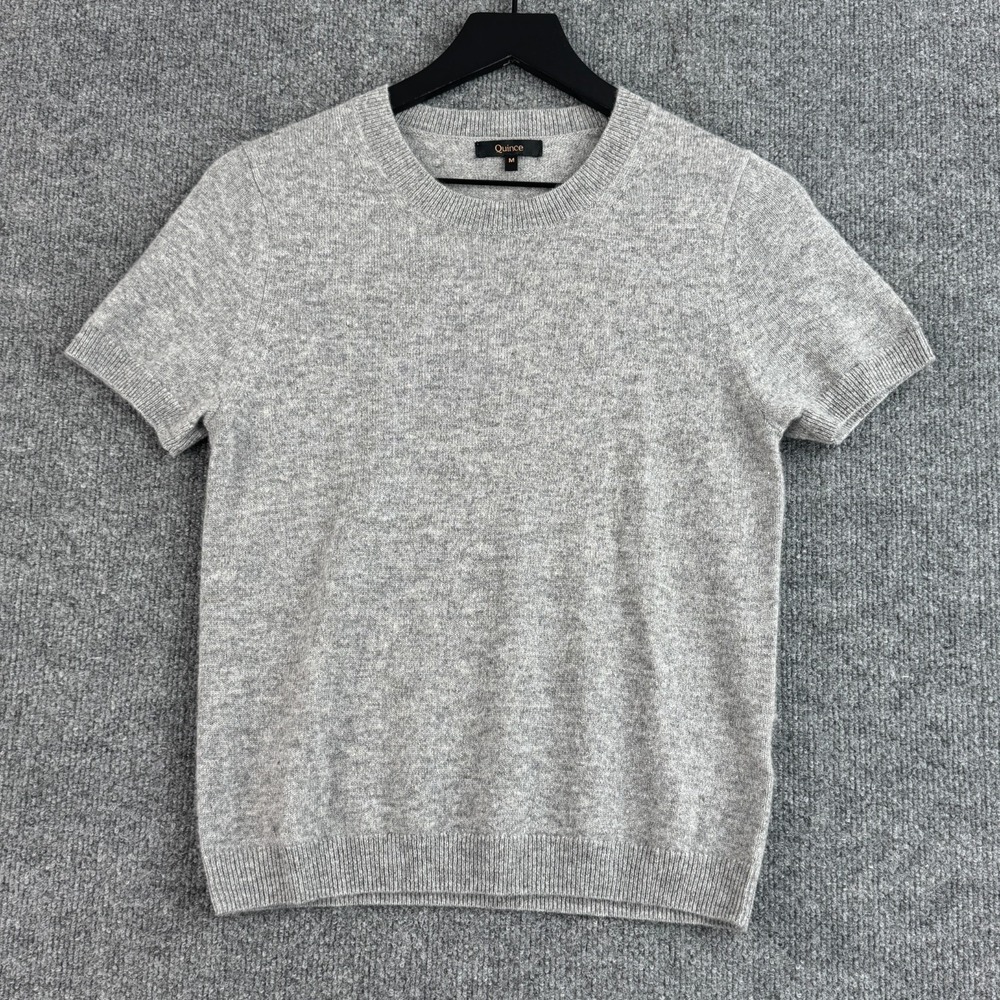 Quince Sweater Womens M Gray 100% Mongolian Cashmere Short Sleeve Crewneck Tee